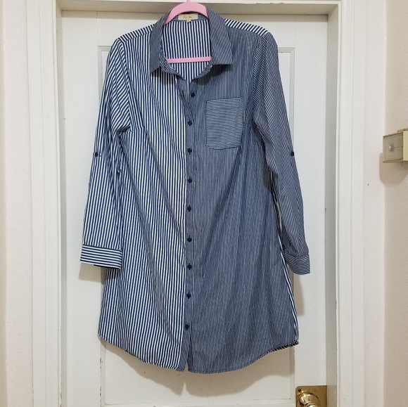 Love Notes Dresses & Skirts - Women's shirt dress striped long sleeve size L